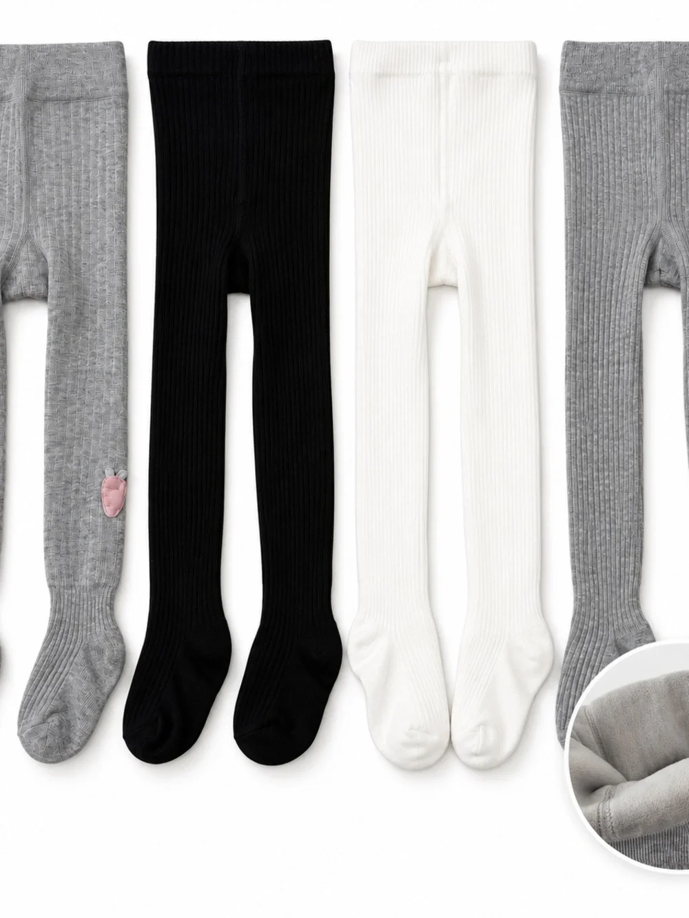 Kids Ribbed Tights Bundle Size 4-5Y Unisex Fall Winter 4 Pairs